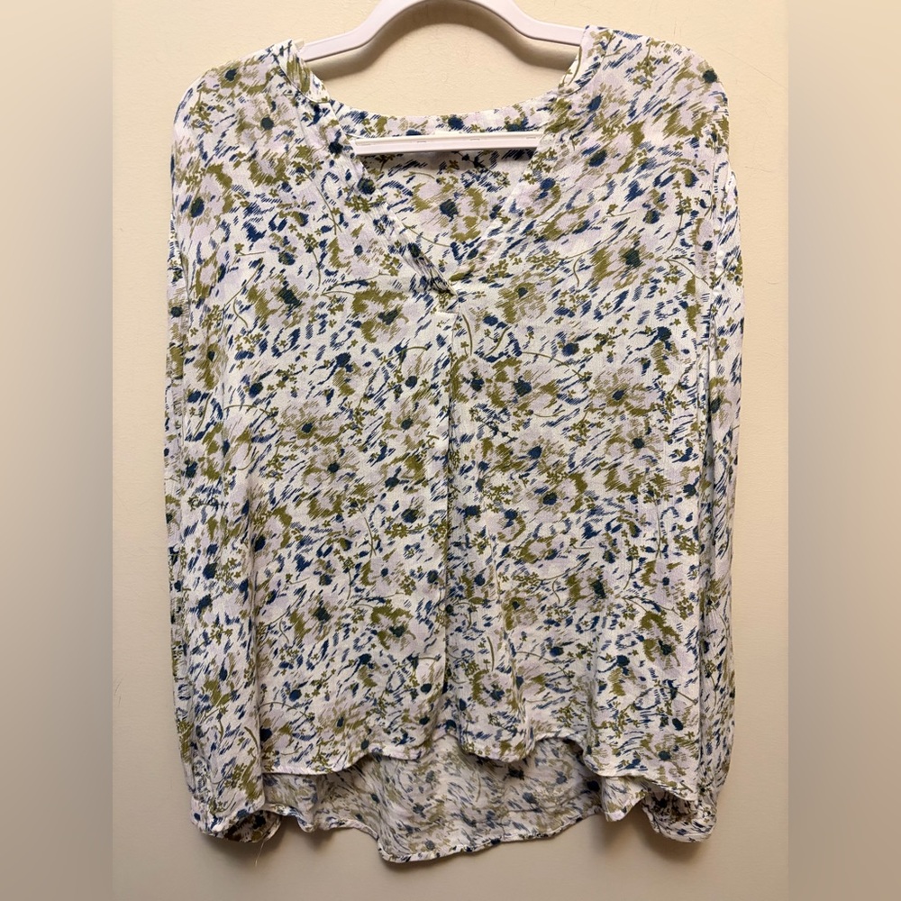CASLON Floral Print V-Neck Top